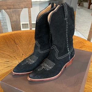 Patricia Nash Bergamo Black Suede Cowboy Boots